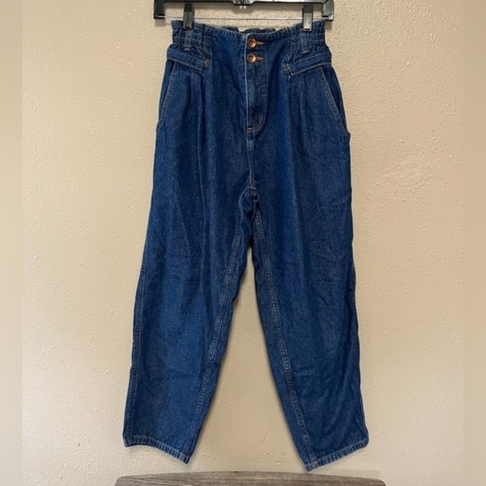 Zara darkwash paper bag waist jeans GUC Sz 6